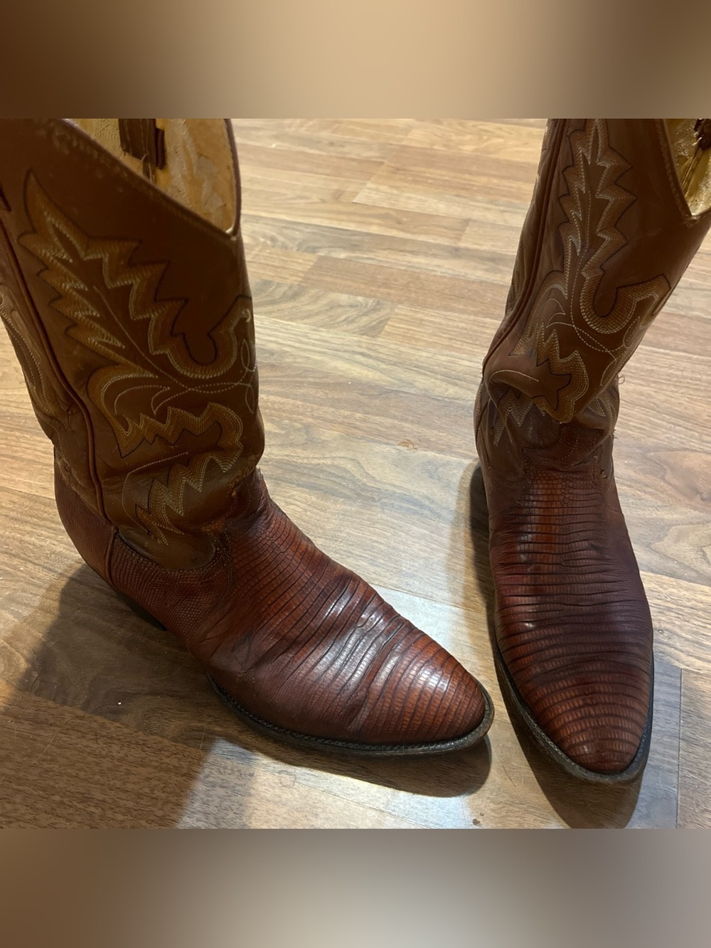 Panhandle Slim Brown Western Lizard-Cowboy Boots